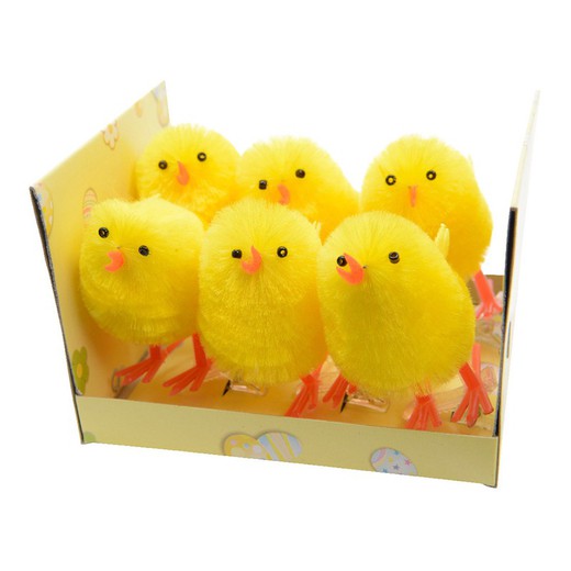 Set 6 pollitos chenille de pascua 5cm