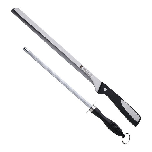 Set cuchillo jamonero 25cm + chaira 20cm acero inox. Resa bergner