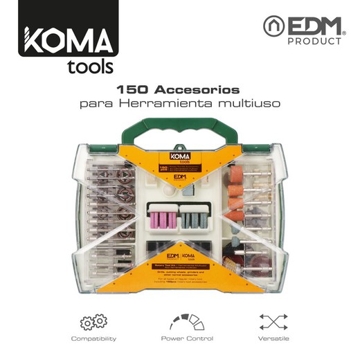 Lot de 150 accessoires koma tools pour mini outil multifonction rotatif ref : 08709 edm