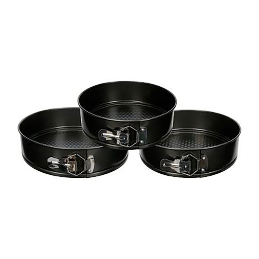 Set de 3 moldes metalicos con apertura tamaños varios 22/24/26 cm