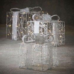 Conjunto de 3 presentes de natal com led