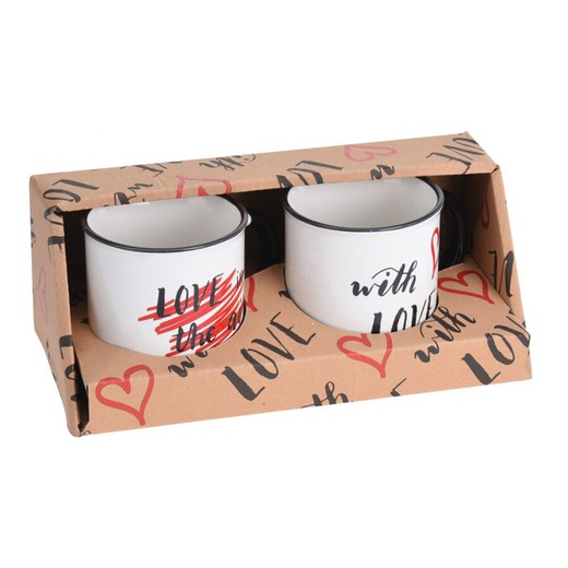 Set de dos tazas de porcelana con asa