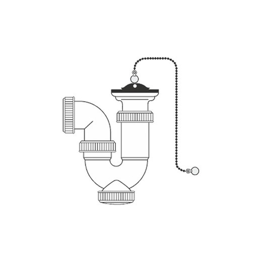 Sifão curvo extensível - 1 "1/2" - com corrente e plugue