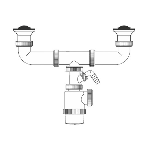 Sifão de garrafa dupla - extensível - v70 - com tomada para máquina de lavar louça