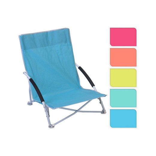 Chaise de plage pliante en métal 60x55x64cm (Couleurs assorties)