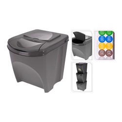 Sistema de 3 baldes empilháveis para reciclagem X25 L