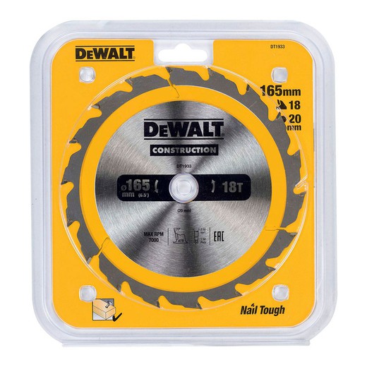 S.of. Disco para construccion 165x20mm 18t (ac) dt1933-qz dewalt