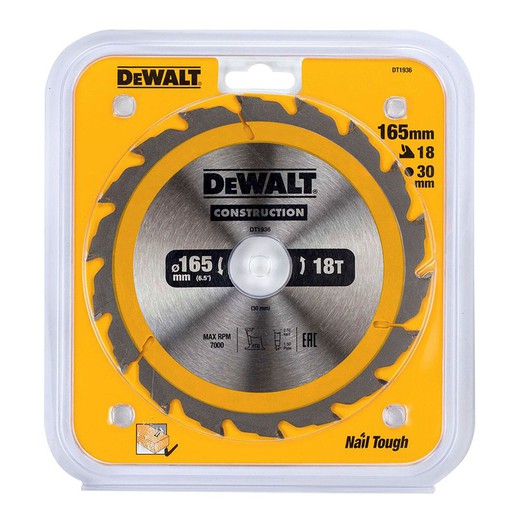 S.of. Disco para construccion 165x30mm 18t (ac) dt1936-qz dewalt