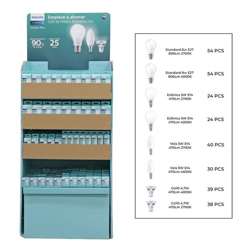 S.of expositor con 303 bombillas varias philips