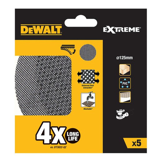 S.of. Pack 5 lijas de malla ø125mm grano 60 para lijadoras rotoorbitales dtm8560-qz dewalt