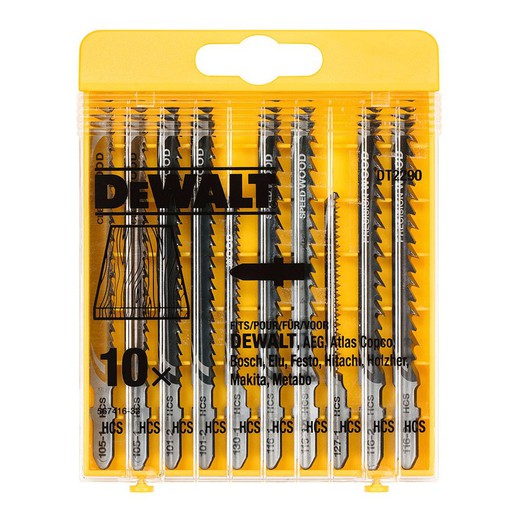 S.of. Set 10 hojas sierra calar madera dt2290-qz dewalt