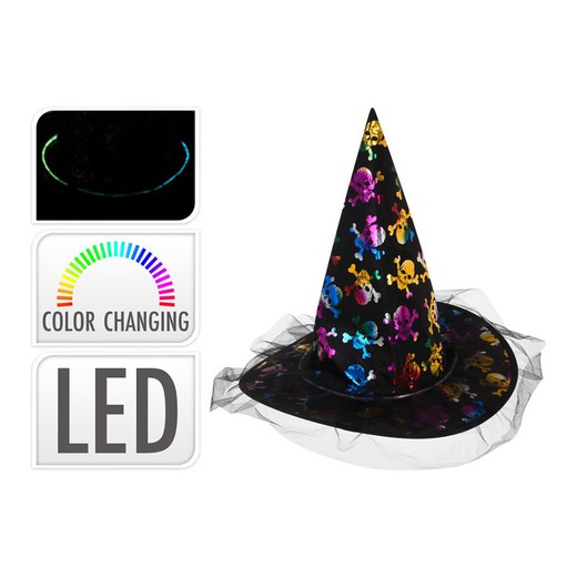 Sombrero bruja halloween con led