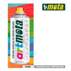 Spray plateado alta temperatura ral9006 216ml mota