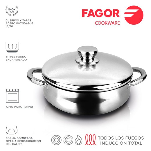 Panela de aço inoxidável silverinox ø28cm aço inoxidável 18/10 fagor