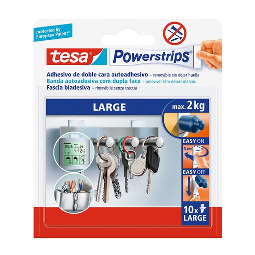 Tesa powerstrips recambio tira adhesiva doble cara grande 58060