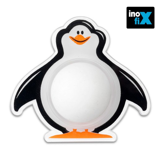 Tope de pared adhesivo pingüino blanco. Inofix