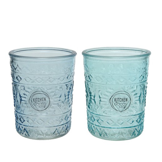 Tasse en verre avec relief dia8.3x10.3cm 350ml