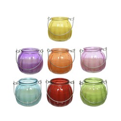 Bougie Citronnelle Dans Vase En Verre Couleurs Assorties Ø8x8cm