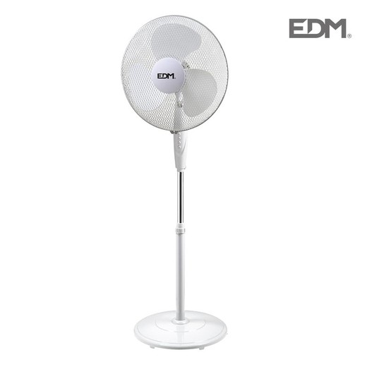 Ventilateur sur pied avec base circulaire blanche 45w pales 40cm hauteur réglable 110-130 cm edm