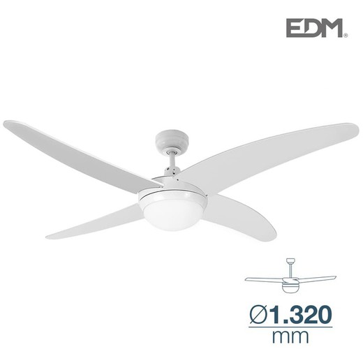 Ventilateur de plafond modèle caspio blanc 60w pales 132 cm edm