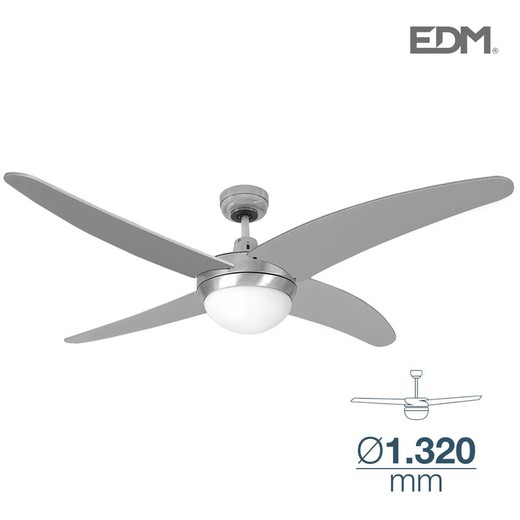 Ventilateur de plafond modèle caspio argent/nickel 60w pales 132 cm edm