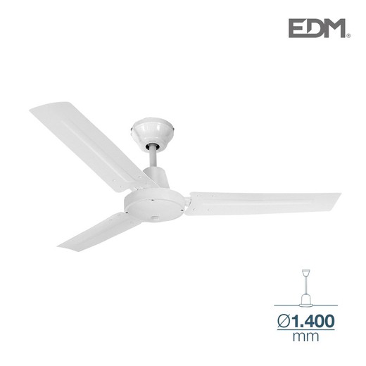 Ventilateur de plafond blanc modèle industriel 60w ø pales 140 cm edm