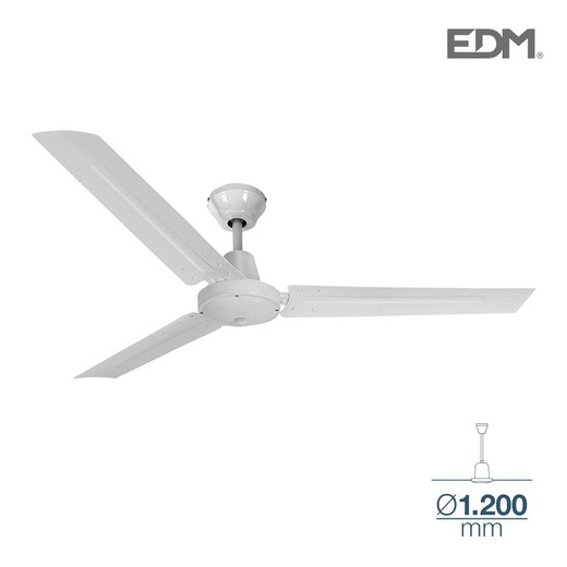 Ventilateur de plafond modèle mini industriel blanc 60w ø pales 120 cm edm