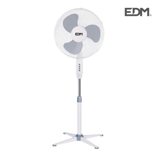 Ventilateur sur pied blanc 45w pales 40 cm hauteur réglable 105-125 cm edm