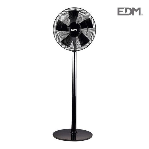 Ventilateur à pied avec base circulaire noire 55w pales 40cm hauteur 135 cm edm