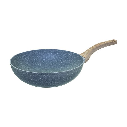 Wok en acier forgé 28cm avec modèle combiné antiadhésif en céramique nature