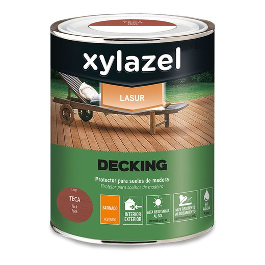 Xylazel protector de suelos de madera al agua de larga duración decking teca 0,75l