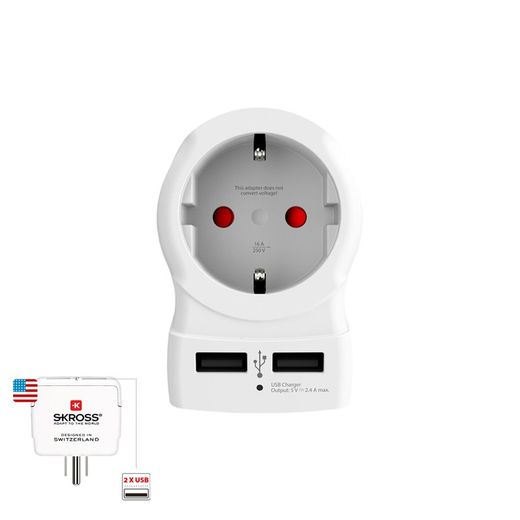 Adaptador USB Europeu para Estados Unidos Skross 1500281
