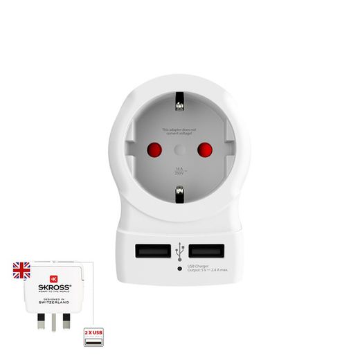 Adaptador USB Europeu para Reino Unido Skross 1500280