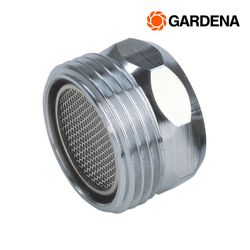 Adaptateur fileté pour connexion au robinet de cuisine. Mâle Ø26,5mm (3/4) vers Femelle M22x1mm. Jardina