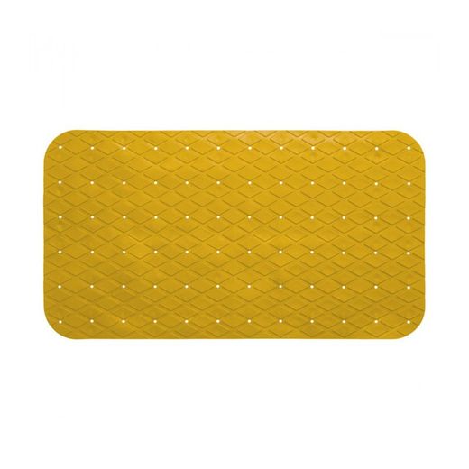 Tapete interno de chuveiro retangular em pvc antiderrapante mostarda 69x39cm
