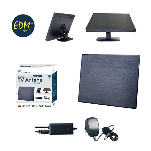 Antenne edm tv uhf d'intérieur 470-862 mhz série design 188x155x13,5mm