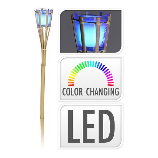 Torche De Jardin En Bambou Avec Led