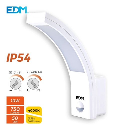 Luz de parede externa led 10w 750 lúmen 4.000k com sensor