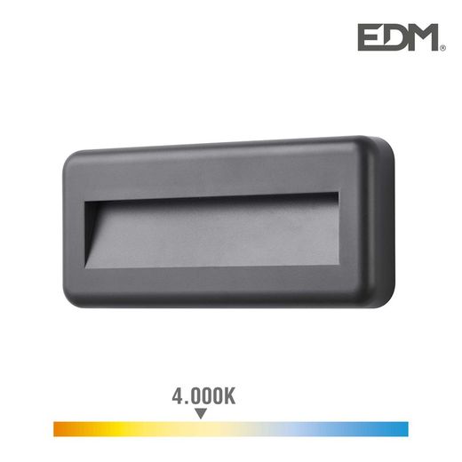 Aplicar led 6w 70 lumens 4.000k luz dia ip65 edm retangular