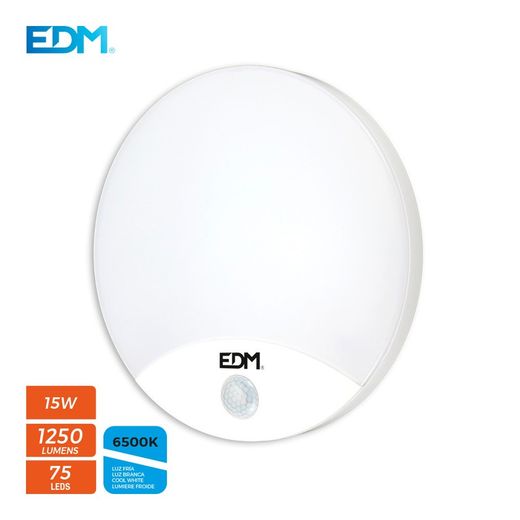 Applique extérieure ronde led 15w 1250 lumen 6.400k avec capteur