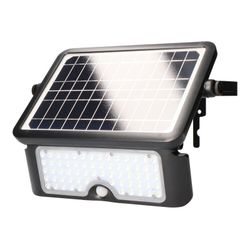 Candeeiro de parede solar 10w 1150lm recarregável. Sensor de Presença (2-8m) Cor Preto 27,5x19,6cm Edm
