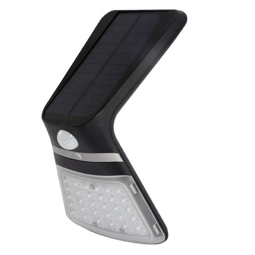 Aplique Solar de Parede 3,5w 430lm Sensor de Presença Recarregável (2-8m) Cor Preto 10,5x13cm Edm