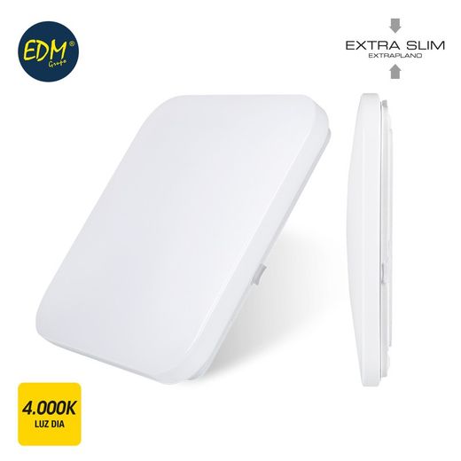 Aplicar superfície led extra-plana 12w 840 lumens 4.000k quadrado 28x28x6,3cm edm