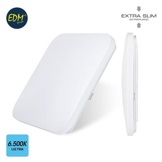 Appliquer une surface led extra plate 12w 840 lumens 6.500k carré 28x28x6,3cm edm