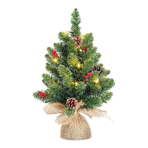 Árvore de Natal com Luzes Led em Pote Forrado com Serapilheira Ø35x45cm