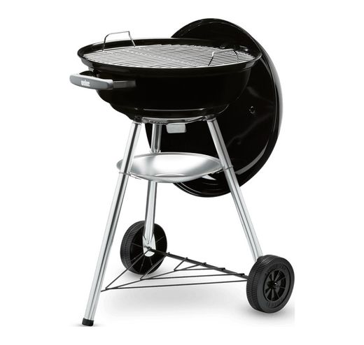 Barbecue à charbon compact avec bouilloire, 47 cm noir