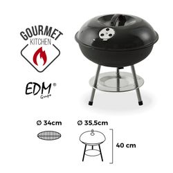 Barbacoa negra ø35,5cm 3 patas edm