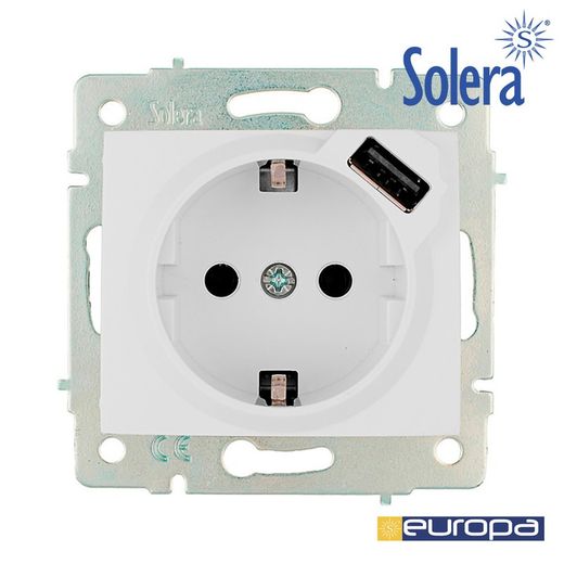 Base bipolar com T/T lateral 16a 250v com alimentação USB S.Europa Solera Erp60usb