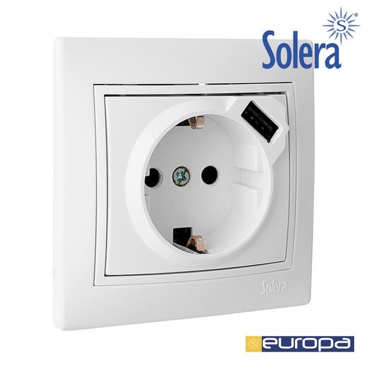 Base Bipolar Com Lateral T/T 16a 250v Usb 16a S.Europa Solera Erp60usb-U