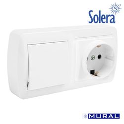 Base Bipolar Dupla Com Interruptor Lateral T/T + E Com Obturador 148x72x42mm S. Mural Solera Mur63u